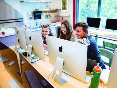 Student in computer lab