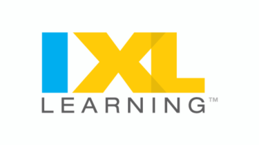 Block letters for IXL logo. Blue letter "I" and yellow lettings "XL" with learning underneath