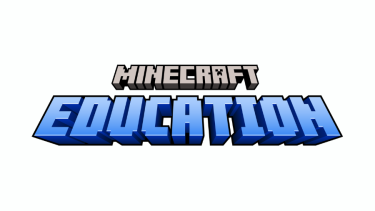 Minecraft Education Logo, grey and blue text