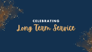WEB BNR - Long Term Service Navy Blue background, gold/bronze accents in the corner, text that reads "Celebrating Long Term Service"