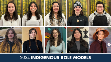 2024 Indigenous Role Models Collage of 10 portrait photos, each one is of an Indigenous Role Model for 2024