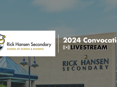 Rick Hansen Exterior with logo and "2024 Convocation"