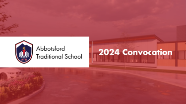 ATS Exterior, school logo and words that say "2024 Convocation"